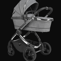 Peach Pushchair and Carrycot - Chrome Light Grey Check - Image 2