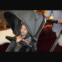 Peach Pushchair and Carrycot - Chrome Light Grey Check - Image 3