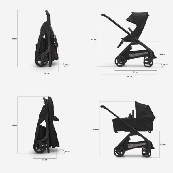 Bugaboo Dragonfly carrycot and seat pushchair Midnight black