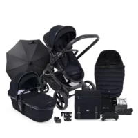 Peach 7 Pushchair and Carrycot - Complete Bundle - Black Edition