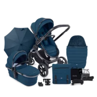 Peach 7 Pushchair and Carrycot - Complete Bundle Black Phantom Cobalt