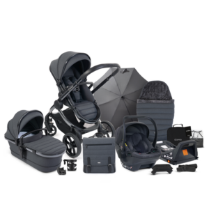 Peach 7 Dark Grey Pushchair and Carrycot - Car Seat Bundle